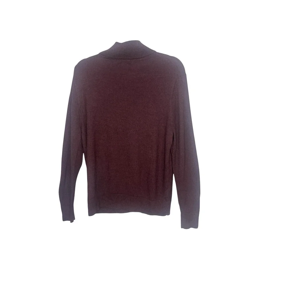 J Crew 1/4 Zip Sweater Mens L Burgundy Merino Wool Blend Pullover Preppy Outdoor